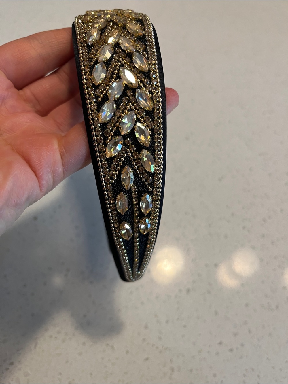 Embellished black‎ and gold Crystal Headband - Picture 6 of 10